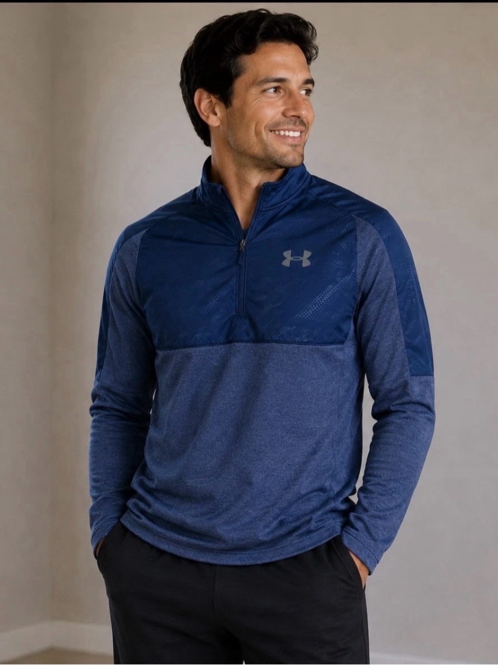 Under Armour Men S ColdGear Infrared 1/4 Zip Fleece Pullover Loose Blue Jacket
